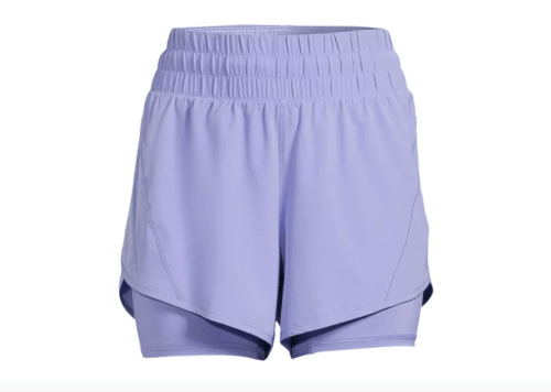 Product shot of light purple running shorts from Walmart
