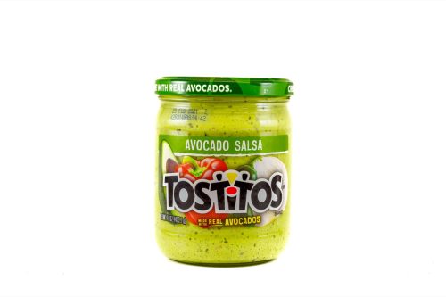 Bơ Salsa Tostitos Jar.  Bị cô lập trên nền trắng.