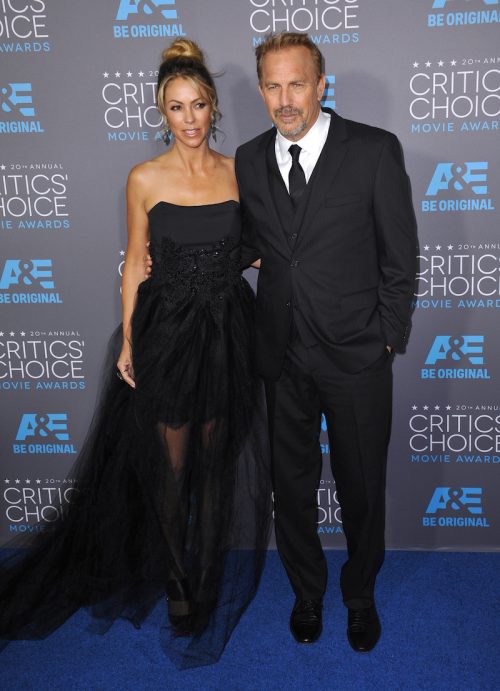 Kevin Costner and Christine Baumgartner at the 2015 Critics' Choice Awards