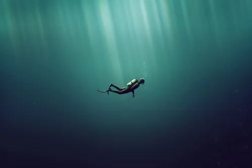 deep sea diver in the ocean