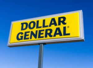 Dollar General exterior store sign and logo. Dollar General Corporation is an American chain of variety stores.