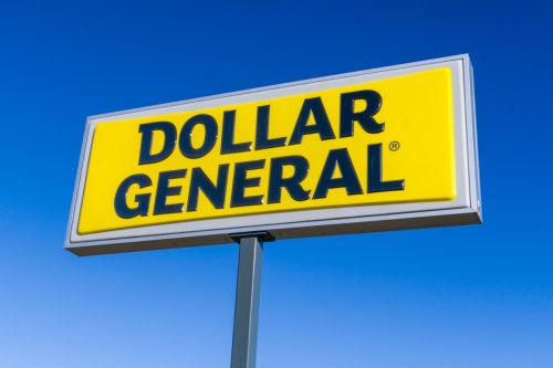 Dollar General exterior store sign and logo. Dollar General Corporation is an American chain of variety stores.