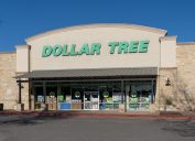 The exterior storefront of a Dollar Tree location.