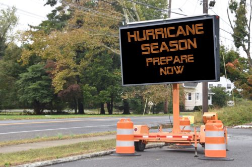 Digital electronic mobile road sign that says Hurricane Season
