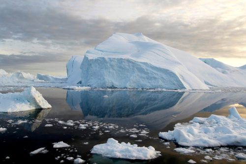 Icebergs from the Greenlandic Ice Sheet.