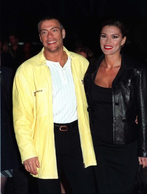 Jean-Claude Van Damme and Darcy LaPier at the premiere of "Liar Liar" in 1997