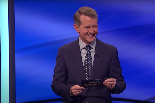 Ken Jennings hosting "Jeopardy! Masters" in May 2023