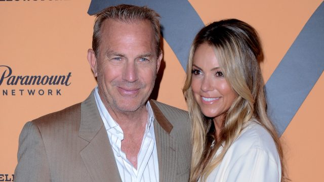Kevin Costner and Christine Baumgartner at the "Yellowstone" season 2 premiere in 2019
