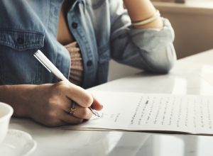 Woman writing love letters for him