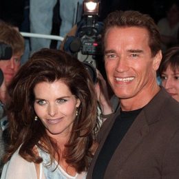 Maria Shriver and Arnold Schwarzenegger at the premiere of "Batman & Robin" in 1997