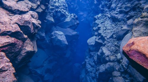 Rock stones volcanic lava formation underwater Silfra Thingvellir national park