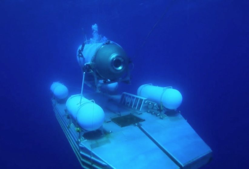 The Titan submersible launching underwater with its ballast port