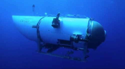 An image of the OceanGate Titan submersible underwater