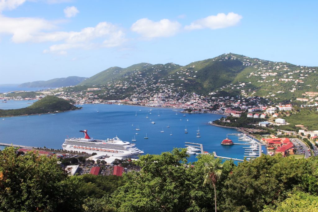 Panoramic view of the harbor of St.Thomas island.