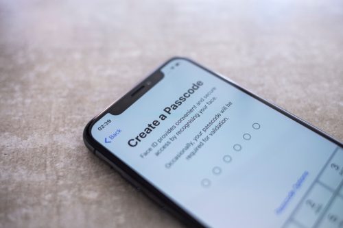 screen to create a passcode on iphone