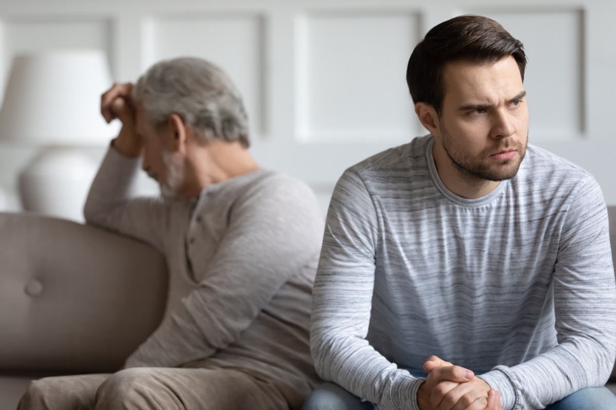 thoughtful man after argument with father