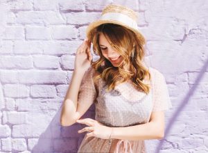 trendy woman with fair skin