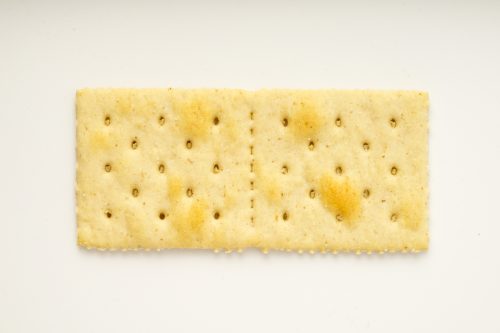 Soda crackers on white background