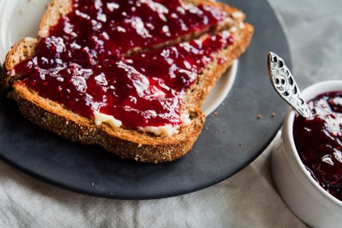 Toast with raspberry jam 