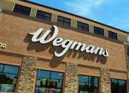 Exterior signage at Wegmans Food Markets at 100 Farm View in Montvale, NJ. Editorial use only.
