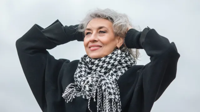 Confident Gray Haired Woman Outside