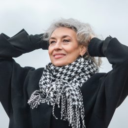 Confident Gray Haired Woman Outside