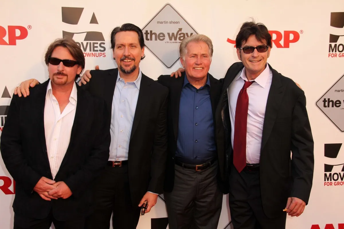Emilio Estevez, Ramon Estevez, Martin Sheen, and Charlie Sheen in 2011
