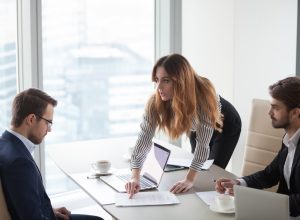 Woman Yelling in Office
