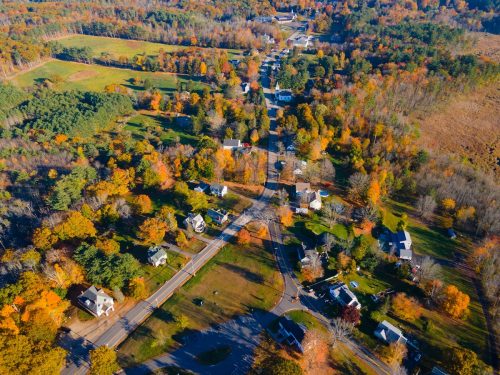 aerial view of Eliot Maine in the fall