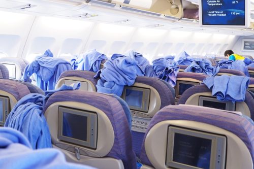 airplane blankets left out after flight