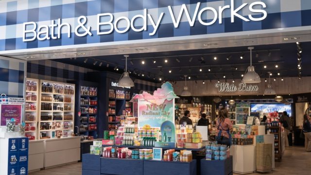 A Bath & Body Works storefront in a mall