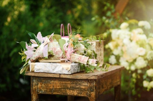 table with wedding gifts