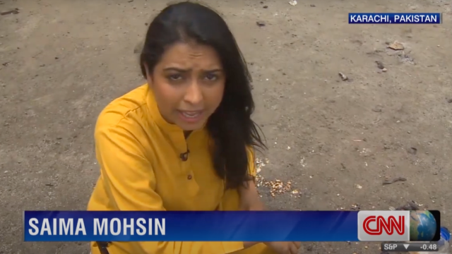 Saima Mohsin reporting for CNN from Pakistan in 2014