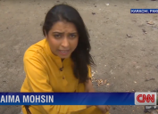 Saima Mohsin reporting for CNN from Pakistan in 2014