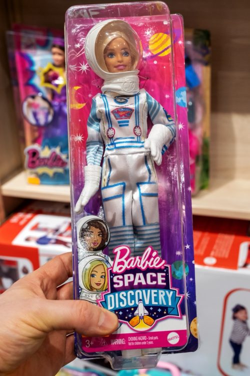 Barbie doll dressed as an astronaut.
