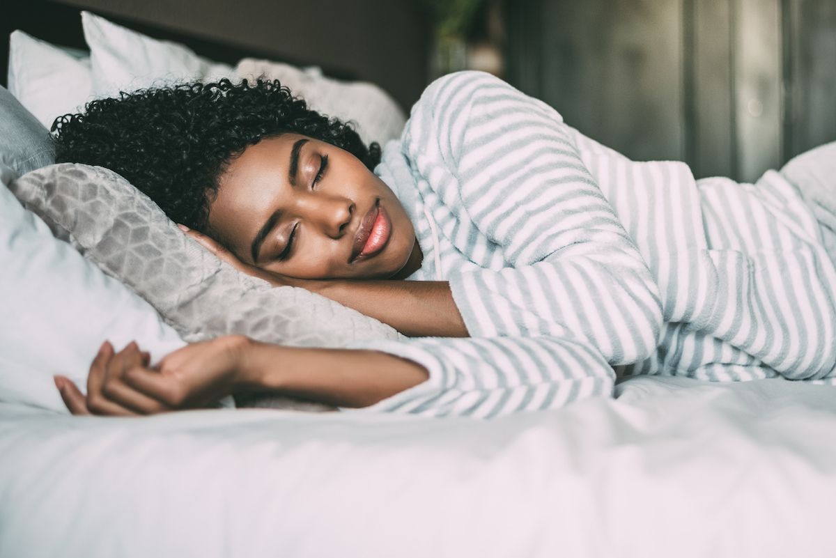 African American Woman Sleeping In Her Bed Stock Photo - Download Image Now  - Sleeping, Women, One Woman Only - iStock