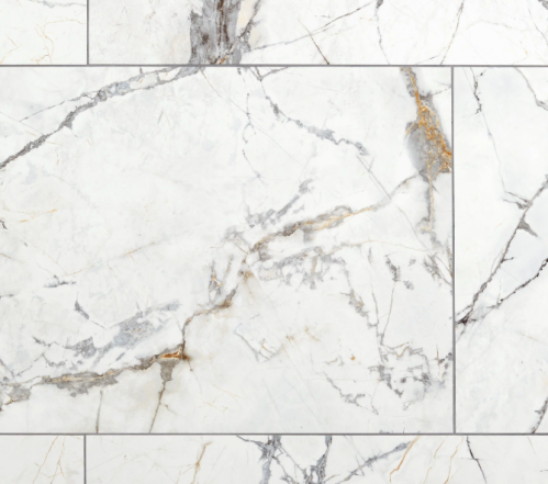 Close up of Floor & Decor's porcelain tiles that look like marble