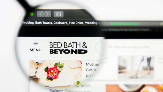 A magnifying glass showing the Bed Bath & Beyond