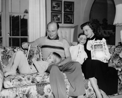 Candice Bergen, Edgar Bergen, Charlie McCarthy, and Frances Bergen circa 1950