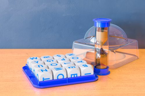 Boggle Board Game on a wooden table