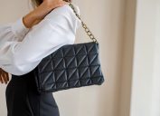 Trendy,Outfit,Woman,With,Black,Bag.,Girl,With,Bag,Over