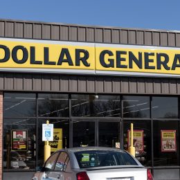 A close up of a Dollar General storefront