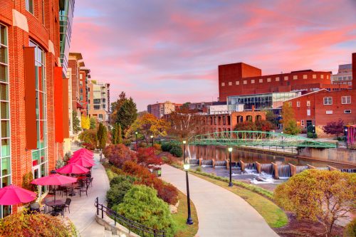 Downtown Greenville, South Carolina in the fall