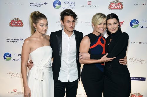 Gigi, Anwar, Yolanda, and Bella Hadid at the Global Lyme Alliance gala in 2015