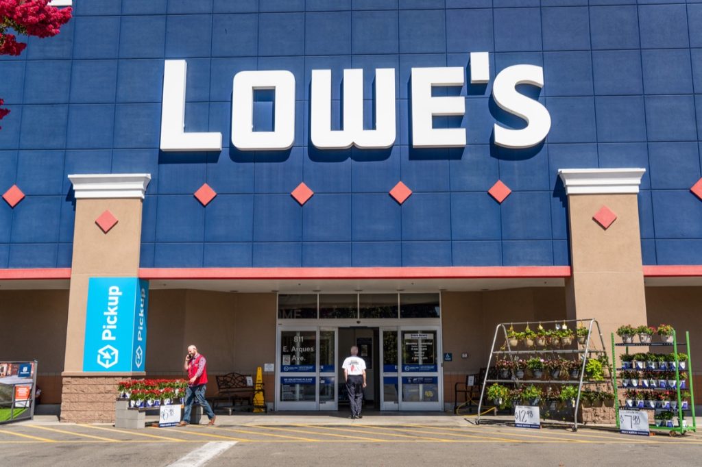 August 7, 2019 Sunnyvale / CA / USA - People shopping at Lowe's in South San Francisco bay area