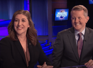 Mayim Bialik and Ken Jennings in a September 2022 "Jeopardy!" video
