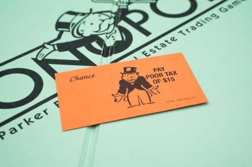 monopoly board game featuring the monopoly man