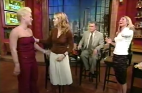 Pink and Madonna on "Live! with Regis and Kelly" in 2003