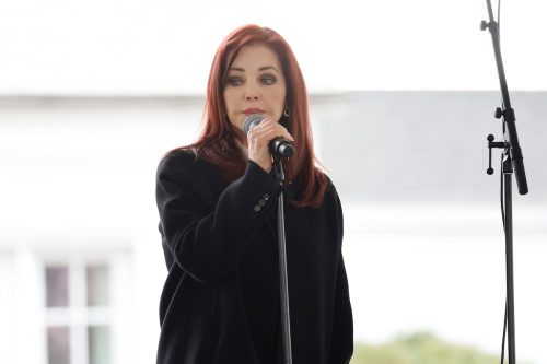 Priscilla Presley at the public memorial for Lisa Marie Presley at Graceland in January 2023