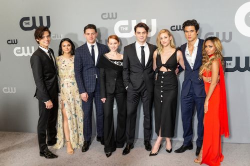 Cole Sprouse, Camila Mendes, Casey Cott, Madelaine Petsch, KJ Apa, Lili Reinhart, Charles Melton, and Vanessa Morgan at the 2018 CW network Upfront